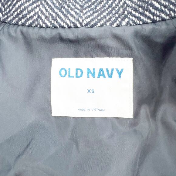 Old Navy Black‎ and White Striped Pea Coat XS - Picture 3 of 4